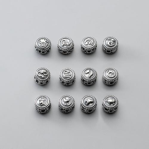 925 Sterling Silver Beads, mixed pattern & DIY, more colors for choice, 10x7.50mm, Hole:Approx 2.3mm, Approx 12PCs/Lot, Sold By Lot