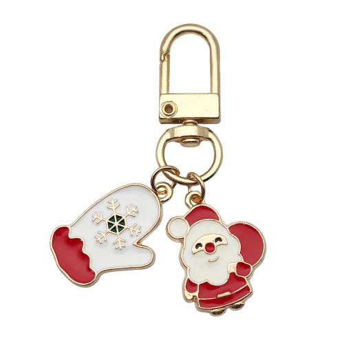 Tibetan Style Key Clasp, Christmas Design & Unisex & enamel, 17x59mm, Sold By PC