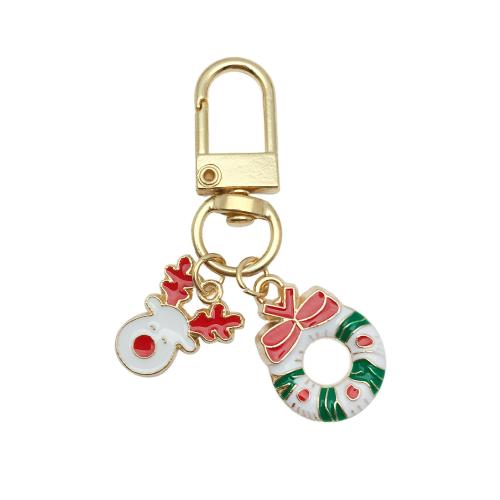 Tibetan Style Key Clasp, Christmas Design & Unisex & enamel, 16x57mm, Sold By PC