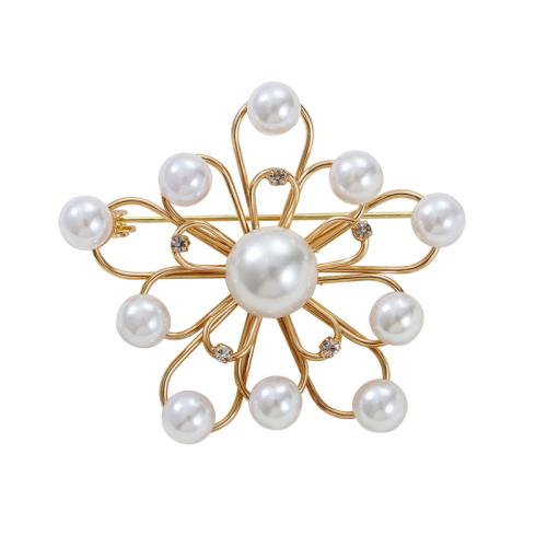 Tibetan Style Brooches, with Plastic Pearl, fashion jewelry & for woman & with rhinestone, more colors for choice, 51x45mm, Sold By PC