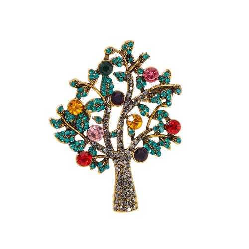 Tibetan Style Brooches, fashion jewelry & for woman & with rhinestone, more colors for choice, 53x42mm, Sold By PC