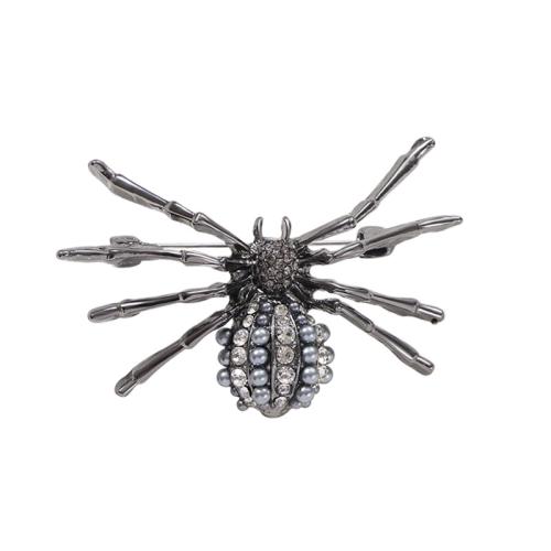 Tibetan Style Brooches, Spider, fashion jewelry & for woman & with rhinestone, 45x64mm, Sold By PC