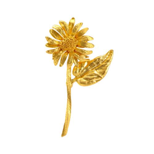 Zinklegierung Broschen, Sonnenblume, Modeschmuck & für Frau, goldfarben, 47x82mm, verkauft von PC