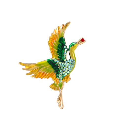 Tibetan Style Brooches, Bird, for woman & enamel & with rhinestone, 42x48mm, Sold By PC