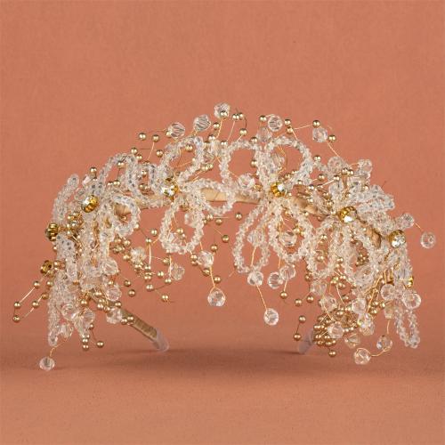 Bridal Tiaras, Tibetan Style, with brass wire & Crystal, handmade, fashion jewelry & for woman & with rhinestone, golden, Sold By PC