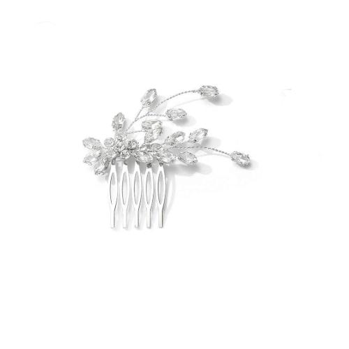 Decorative Hair Combs, Tibetan Style, fashion jewelry & for woman & with rhinestone, silver color, 90x50mm, Sold By PC