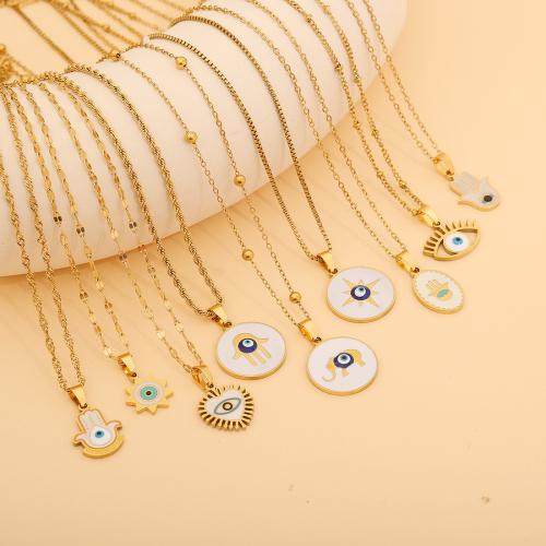 Stainless Steel Jewelry Necklace, 304 Stainless Steel, with 6cm extender chain, different styles for choice & for woman & enamel, golden, Length:Approx 41 cm, Sold By PC