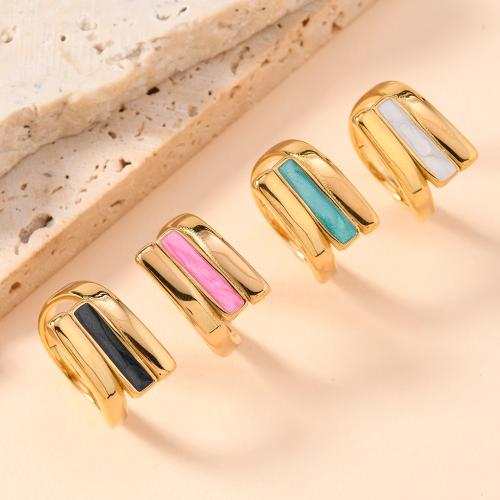 Anillo de dedo del esmalte de acero inoxidable, acero inoxidable 304, 18K chapado en oro, unisexo & diverso tamaño para la opción, más colores para la opción, Vendido por UD