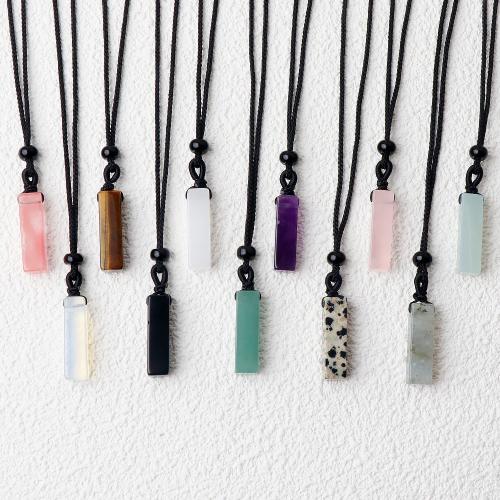 Natural Gemstone Necklace, Natural Stone, with Knot Cord, Rectangle, fashion jewelry & different materials for choice & Unisex & different styles for choice, more colors for choice, nickel, lead & cadmium free, Sold By PC