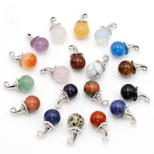 Bijoux Pendentifs en pierres gemmes, Pierre naturelle, avec alliage de zinc, chapeau, Placage de couleur argentée, DIY & différents matériaux pour le choix, plus de couleurs à choisir, 12x24mm, Vendu par PC