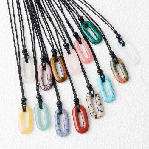 Natural Gemstone Necklace, Natural Stone, with Knot Cord, Oval, fashion jewelry & different materials for choice & Unisex & different styles for choice, more colors for choice, Sold By PC