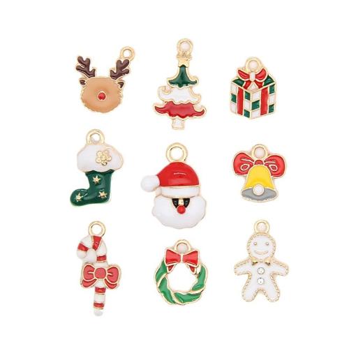 Tibetan Style Christmas Pendants, gold color plated, Different Shape for Choice & Christmas Design & DIY & enamel, more colors for choice, nickel, lead & cadmium free, Approx 100PCs/Bag, Sold By Bag