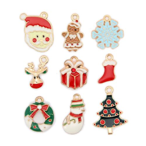 Tibetan Style Christmas Pendants, gold color plated, Different Shape for Choice & Christmas Design & DIY & enamel, more colors for choice, nickel, lead & cadmium free, Approx 100PCs/Bag, Sold By Bag