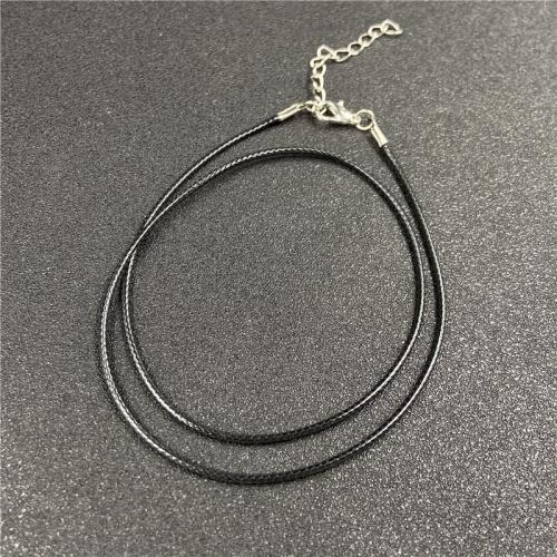 Cuero de PU Cadena para collar, con acero inoxidable 304, con 5cm extender cadena, Bricolaje, Negro, longitud:aproximado 40 cm, Vendido por UD