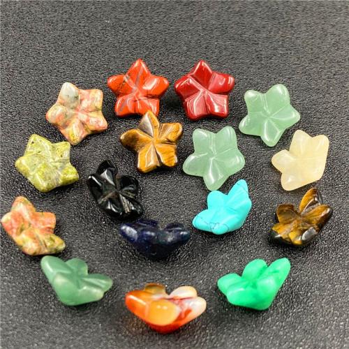 Gemstone Pendants Jewelry, Natural Stone, Flower, Carved, DIY, Random Color, 14mm, 10PCs/Bag, Sold By Bag