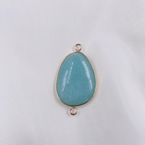 Gemstone Connector, ​Amazonite​, with Brass, gold color plated, DIY & 1/1 loop, blue, 22x30mm, Sold By PC