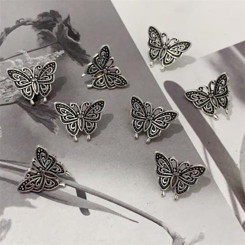 Abalorios de Aleación de Zinc de Animales, Mariposa, chapado en color de plata antigua, Bricolaje, 15x12mm, 100PCs/Bolsa, Vendido por Bolsa