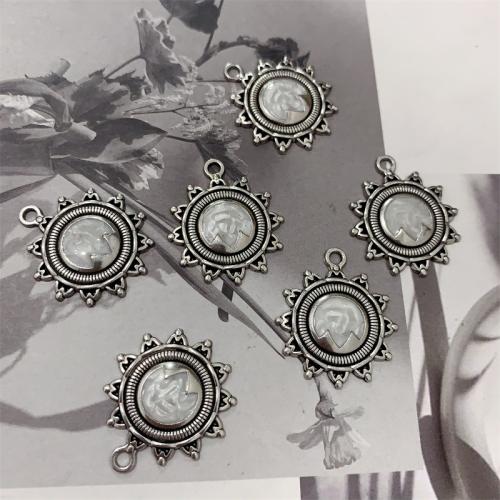 Tibetan Style Pendants, Sun, plated, DIY & enamel, 25x28mm, 100PCs/Bag, Sold By Bag