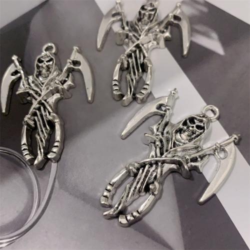 Tibetan Style Skull Pendants, antique silver color plated, DIY, 39x55mm, 100PCs/Bag, Sold By Bag