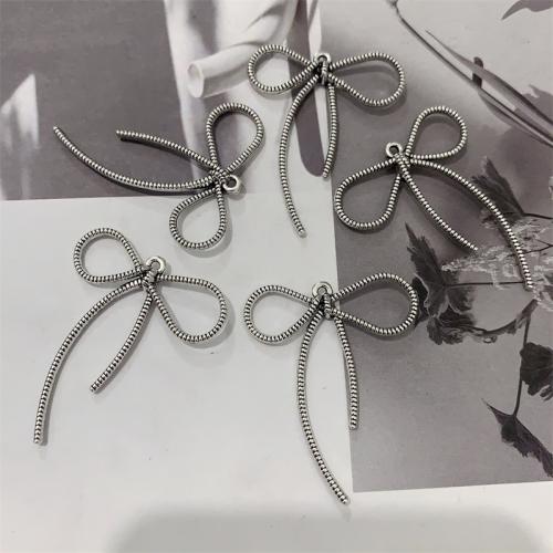 Tibetan Style Bowknot Pendants, antique silver color plated, DIY, 36x45mm, 100PCs/Bag, Sold By Bag