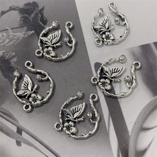 Animal Tibetan Style Connector, Butterfly, antique silver color plated, DIY & 1/1 loop, 17x23mm, 100PCs/Bag, Sold By Bag