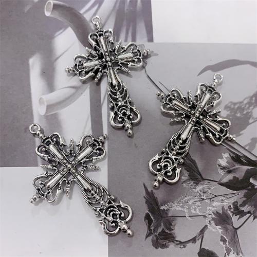 Tibetan Style Cross Pendants, antique silver color plated, DIY, 42x63mm, 100PCs/Bag, Sold By Bag