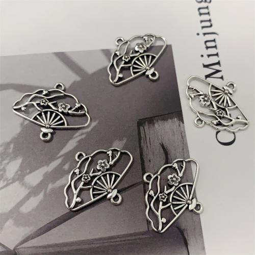 Tibetan Style Connector, Fan, antique silver color plated, DIY & 1/1 loop, 24x20mm, 100PCs/Bag, Sold By Bag