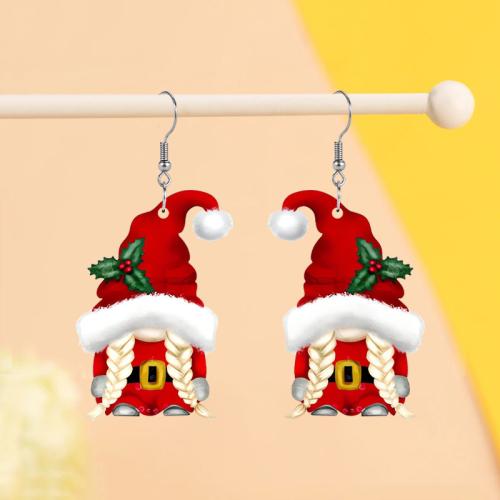 Christmas Earrings, Acrylic, printing, Christmas Design & cute & for woman, Sold By Pair