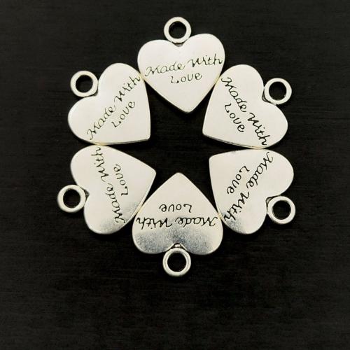 Tibetan Style Heart Pendants, silver color plated, DIY, 16x18mm, 100PCs/Bag, Sold By Bag