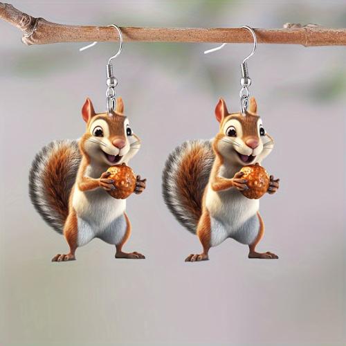 Acrylic Jewelry Earring, Squirrel, cute & for woman, Sold By Pair