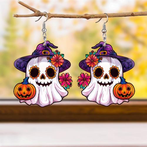 Acrylic Drop Earring, Skull, Halloween Design & for woman, Sold By Pair