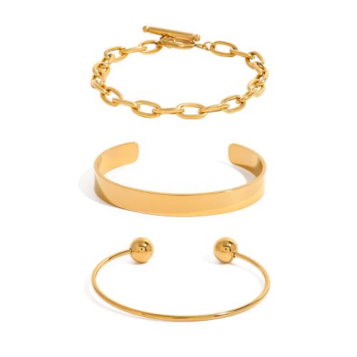 Brazalete del acero inoxidable, acero inoxidable 304, chapado, Joyería & diferentes estilos para la opción & para mujer, dorado, Vendido por UD