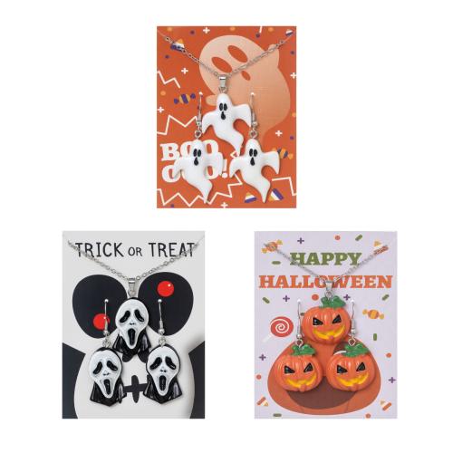 Harz Mode Schmuckset, Ohrring & Halskette, mit Zinklegierung, plattiert, Design für Halloween & verschiedene Stile für Wahl & für Frau, verkauft von setzen