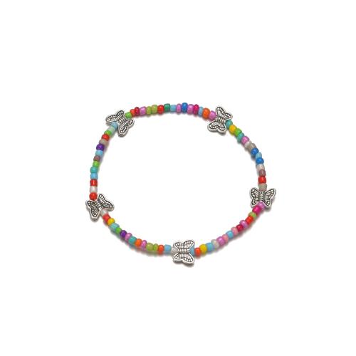 Fashion Jewelry Anklet, Seedbead, with Elastic Thread & Tibetan Style, for woman, multi-colored, Sold By PC