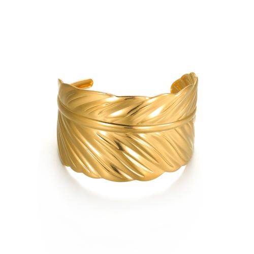 Brazalete del acero inoxidable, acero inoxidable 304, Pluma, chapado, para mujer, dorado, Vendido por UD