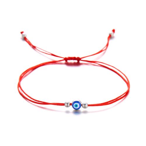 Evil Eye Jewelry Bracelet, Tibetan Style, with Wax Cord, plated, for woman & enamel, more colors for choice, Sold By PC