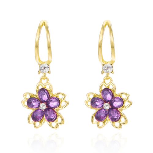 Tibetan Style Drop Earrings, petals, plated, for woman & with rhinestone, more colors for choice, Sold By Pair