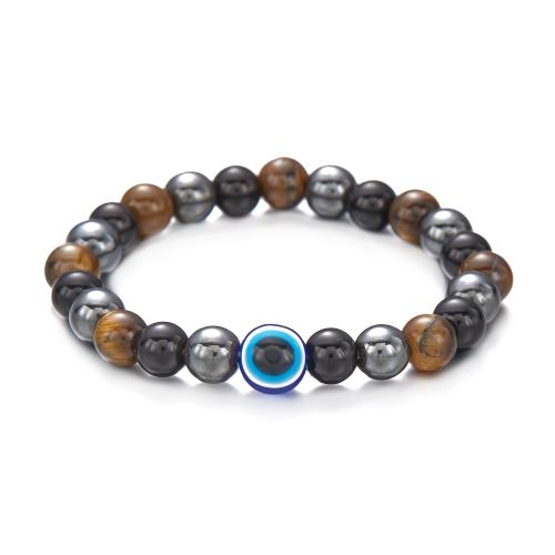 Evil Eye Jewelry Bracelet, Tibetan Style, with Gemstone & Hematite, plated, different styles for choice & micro pave cubic zirconia & for woman & enamel, more colors for choice, Sold By PC