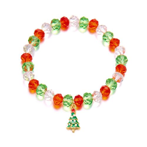 Pulsera de Navidad, aleación de zinc, con Cristal, chapado, diferentes estilos para la opción & micro arcilla de zirconia cúbica & para mujer & esmalte, multicolor, Vendido por UD