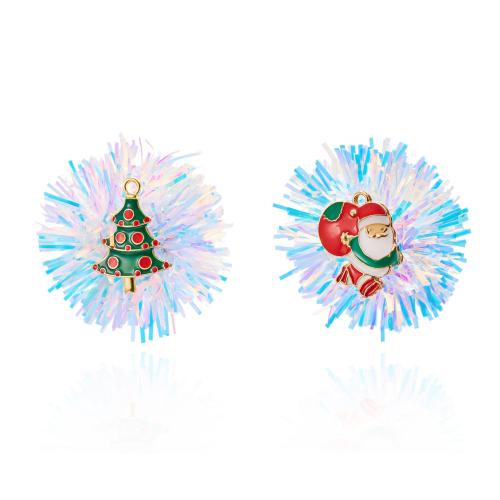 Christmas Earrings, Tibetan Style, with Plastic, plated, different styles for choice & micro pave cubic zirconia & for woman & enamel, more colors for choice, Sold By Pair