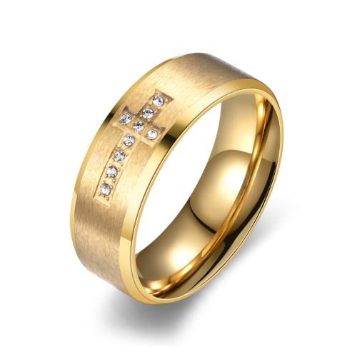 Anillo de dedo de acero inoxidable, acero inoxidable 304, pulido, unisexo & diverso tamaño para la opción & micro arcilla de zirconia cúbica, más colores para la opción, Vendido por UD