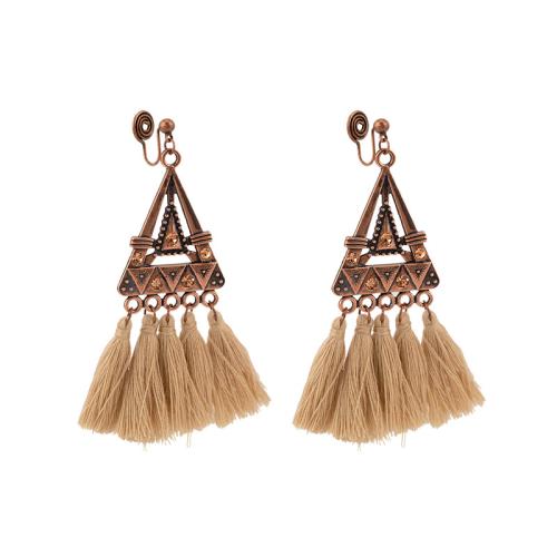 Tibetan Style Drop Earrings, with Caddice, plated, different styles for choice & for woman, khaki, 50x75mm, Sold By Pair