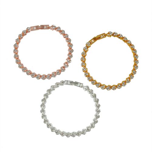 Pulsera de Aleación de Zinc, para mujer & con diamantes de imitación, más colores para la opción, longitud:aproximado 17 cm, Vendido por UD