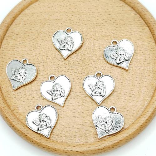 Tibetan Style Heart Pendants, antique silver color plated, DIY, 18x19mm, 100PCs/Bag, Sold By Bag