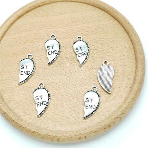 Zinklegierung Herz Anhänger, antik silberfarben plattiert, DIY, 10x12mm, 100PCs/Tasche, verkauft von Tasche