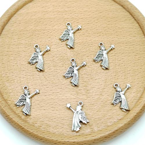 Colgantes de Aleación de Zinc, Ángel, chapado en color de plata antigua, Bricolaje, 13x17mm, 100PCs/Bolsa, Vendido por Bolsa