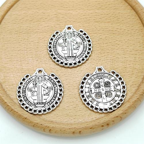 Tibetan Style Pendants, Round, antique silver color plated, DIY, 26x27mm, 100PCs/Bag, Sold By Bag