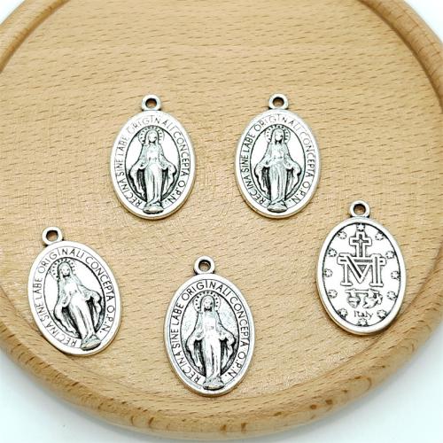 Tibetan Style Pendants, Round, antique silver color plated, DIY, 16x25mm, 100PCs/Bag, Sold By Bag