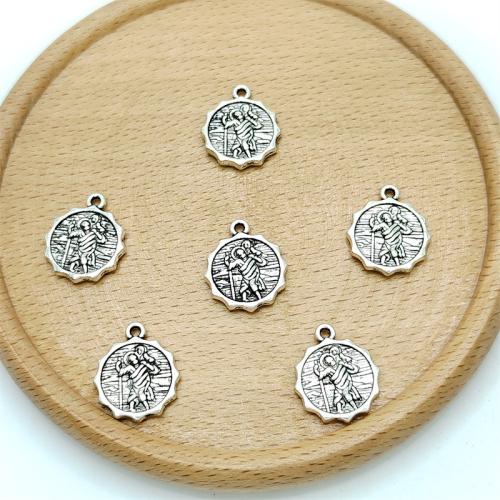 Tibetan Style Pendants, Round, antique silver color plated, DIY, 15x18mm, 100PCs/Bag, Sold By Bag