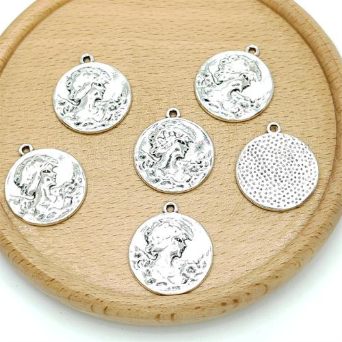 Tibetan Style Pendants, Round, antique silver color plated, DIY, 20x23mm, 100PCs/Bag, Sold By Bag